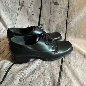 Bandolino Women’s Black Leather Upper Lace Up Square Toe Oxfords Size 8M‎ Y2K